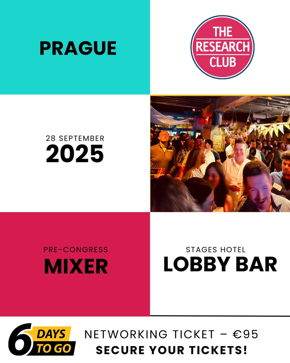 24 HOURS LEFT to grab your Early Bird ticket for The Research Club Networking Mixer – Prague Edition! Don’t miss out on top-tier networking, bites, and great company. Limited spots—secure yours now! 👉 eu1.hubs.ly/H0n96MQ0 #ResearchClub #Prague2025