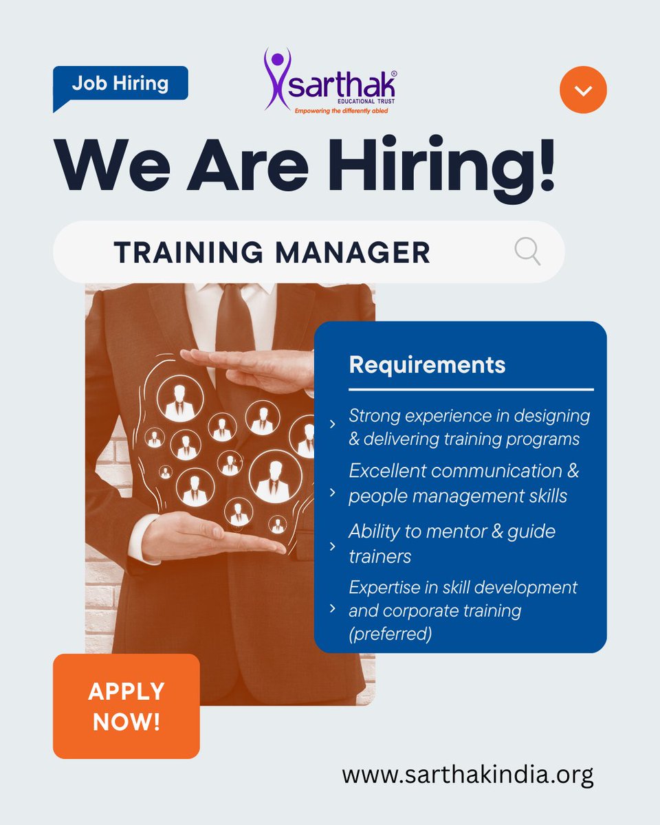 abilympicnaai's tweet image. 📢 Job Alert!
Sarthak Educational Trust is hiring:
📌 Training Manager – Delhi/Gurugram
💼 5+ yrs exp | Salary up to  ₹6 LPA
👉 Apply: forms.gle/GvcUyCqnfhZ3tF…

#Hiring #TrainingManager #DelhiJobs #GurugramJobs #jobpost