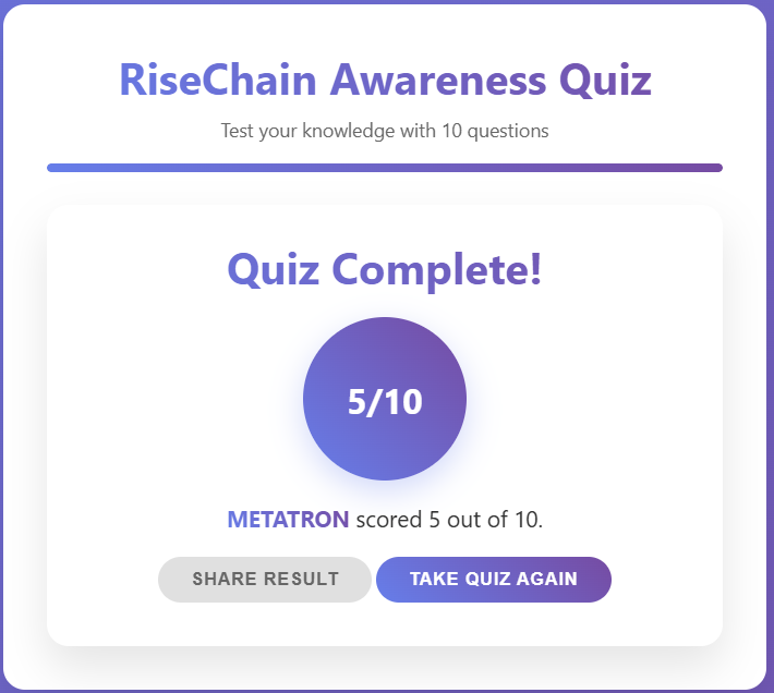 i and <a href="/n00r_Btc/">n00r_Btc</a> just built a community driven awareness quiz where you can test your knowledge Its simple fun and a great way to see how well you really know the project After completing the quiz you can share your score on X and other platform Risewithknowledge.netlify.app
@alextine0