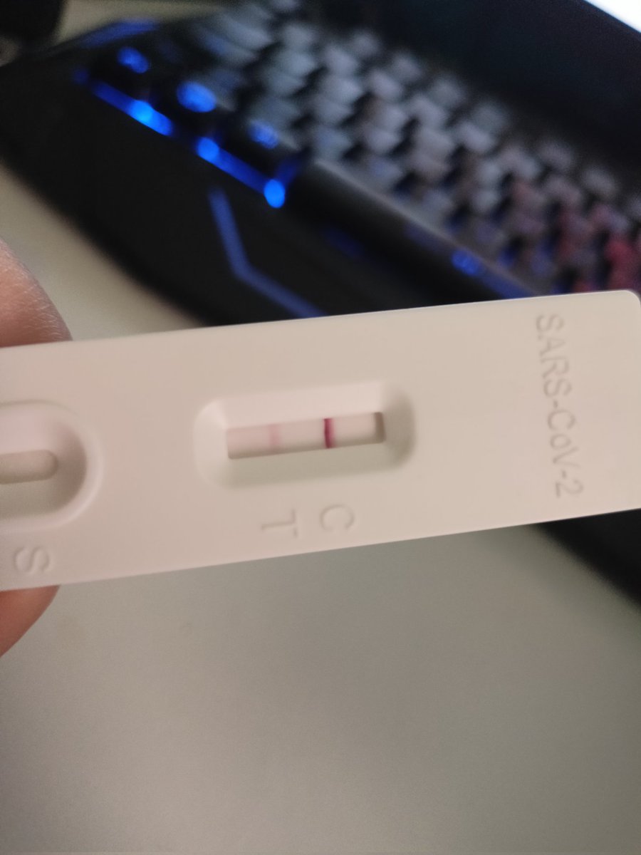 Guys I need help 😭 I've been sick for 2 days now so I got a covid test and it said if there are 2 lines it's positive....BUT I DON'T KNOW IF ITS THIS??? it's quite faint so I don't know 🥹