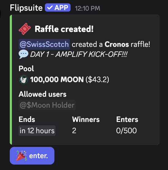 5 days
10 winners
500k $MOON up for grabs

-&gt; join discord.gg/PY72a7qyXg
-&gt; join the giveaway
-&gt; use code WEALLWIN on wolfswap.app