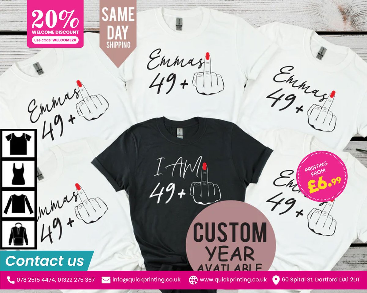 PrintingQuick's tweet photo. Turn 50 in style with our bold I Am 49+ Middle Finger T-Shirt! A perfect funny birthday shirt and 50th birthday t shirt for men or women – comfy, cheeky, and guaranteed to get laughs.

Shop Now: https://t.co/7JF1lkreAa

#IAm49PlusTShirt #FunnyBirthdayShirt #50thBirthdayTShirt https://t.co/X6YR81bOK8