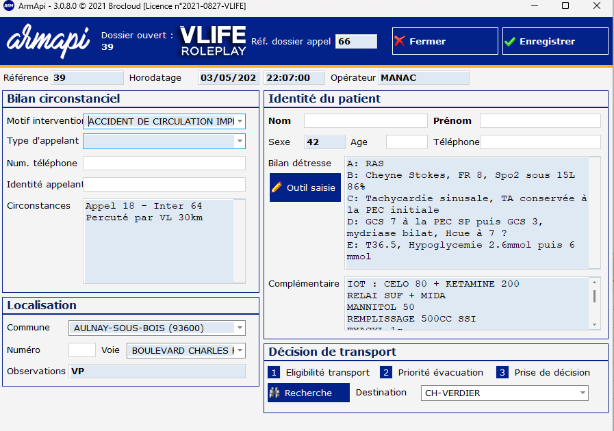 vLifeRoleplay's tweet photo. Sur #vLife, l'ensemble des pôles ont un logiciel de régulation 🖥️
Pour le SAMU, notre partenaire @brocloud_fr a développé ARMapi ! 

📞 Régulation des appels et des bilans 
🚑 Gestion des moyens SMUR
🏥 Vue sur les places dans les hôpitaux

Un véritable atout pour l'immersion 😎 https://t.co/5WiDM4WNjk