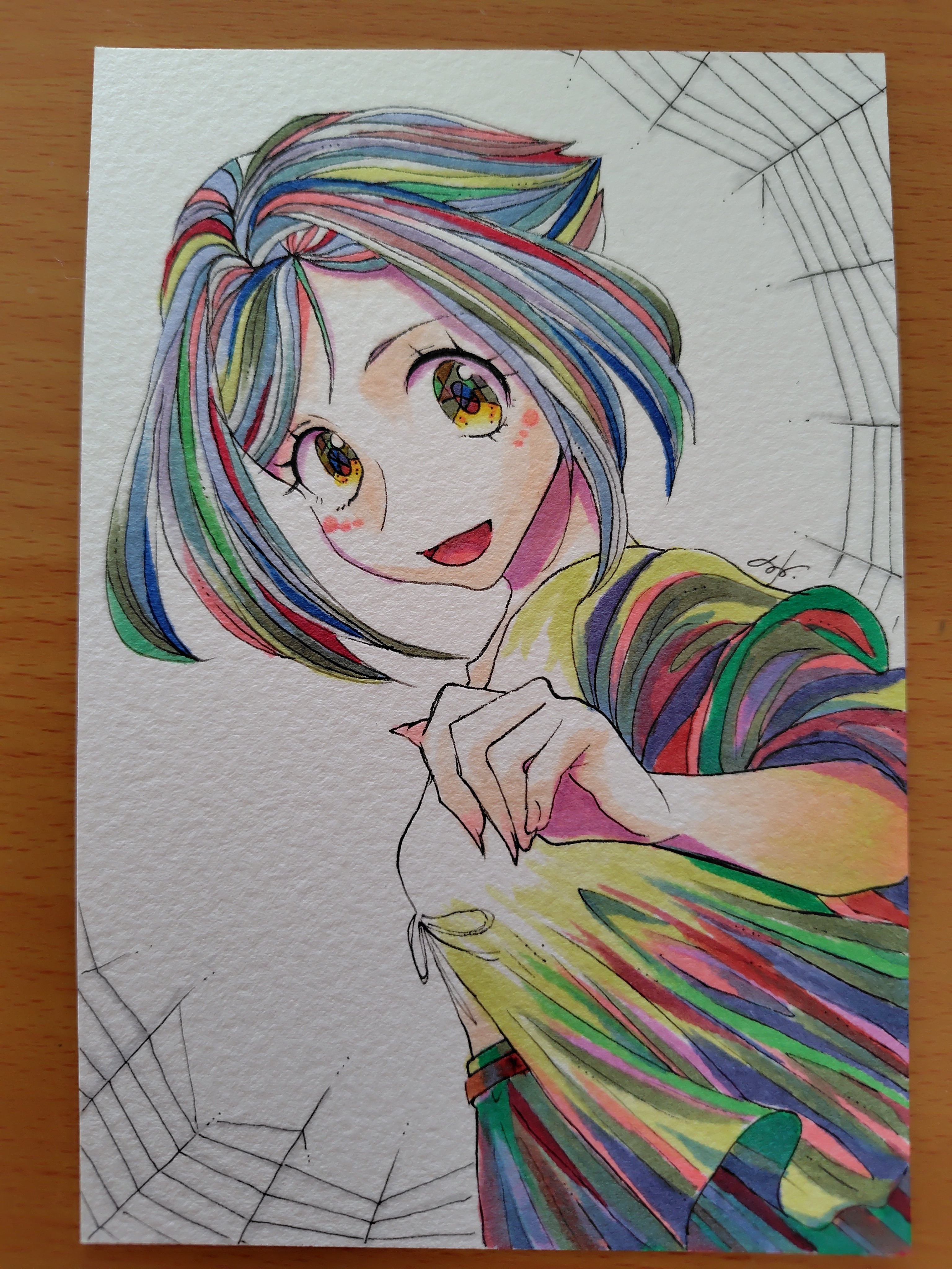 春霞にうっとりと咲いて　sizeポストカード　水彩画 線画 原画 春霞にうっとりと咲いて sizeポストカード 水彩画 線画 原画