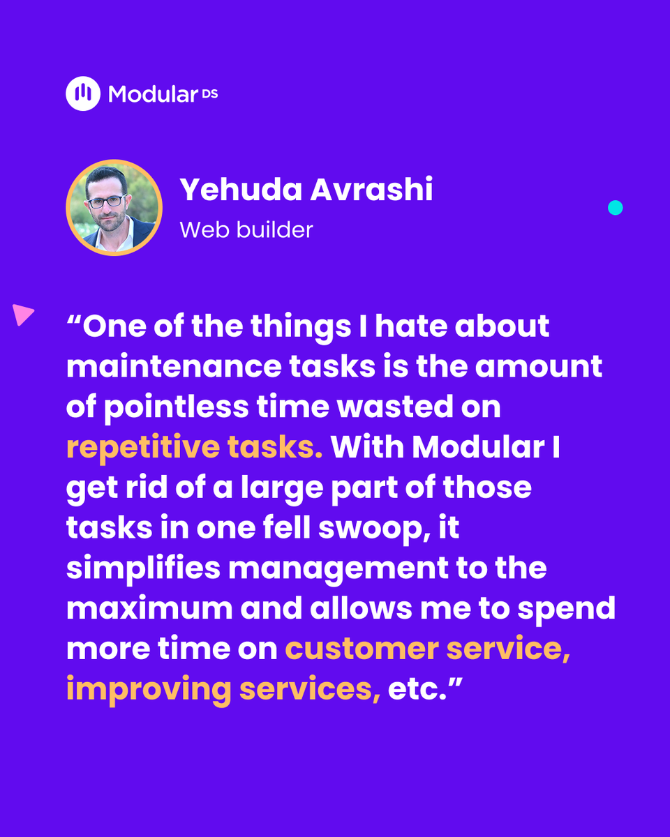 Modulards_en's tweet image. Thank you, Yehuda, for trusting Modular DS and for the kind words about our team 💜