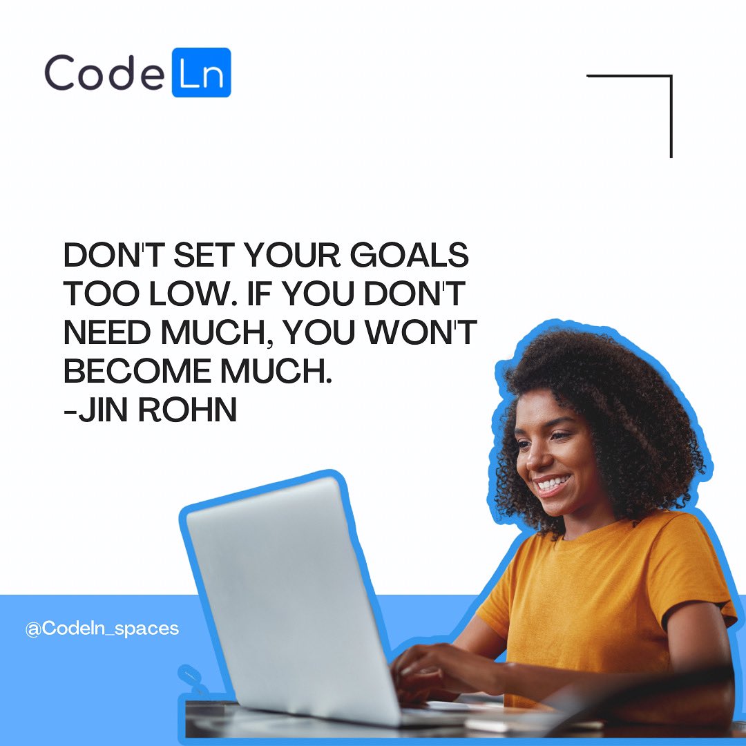 Codeln_spaces's tweet image. Happy new week Fam🎉
DON'T SET YOUR GOALS TOO LOW. IF YOU DON'T NEED MUCH, YOU WON'T BECOME MUCH.
-JIN ROHN💙