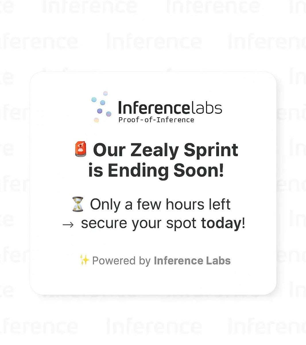 murtaza_sal's tweet photo. ⏳ Final Reminder
Our 3 Zealy Sprint is ending soon! Don’t miss the chance to secure your spot and be part of the journey.
Join now : https://t.co/MLuPpeYg9J
#inferencelab #Zealy https://t.co/IoPCXLTvsX