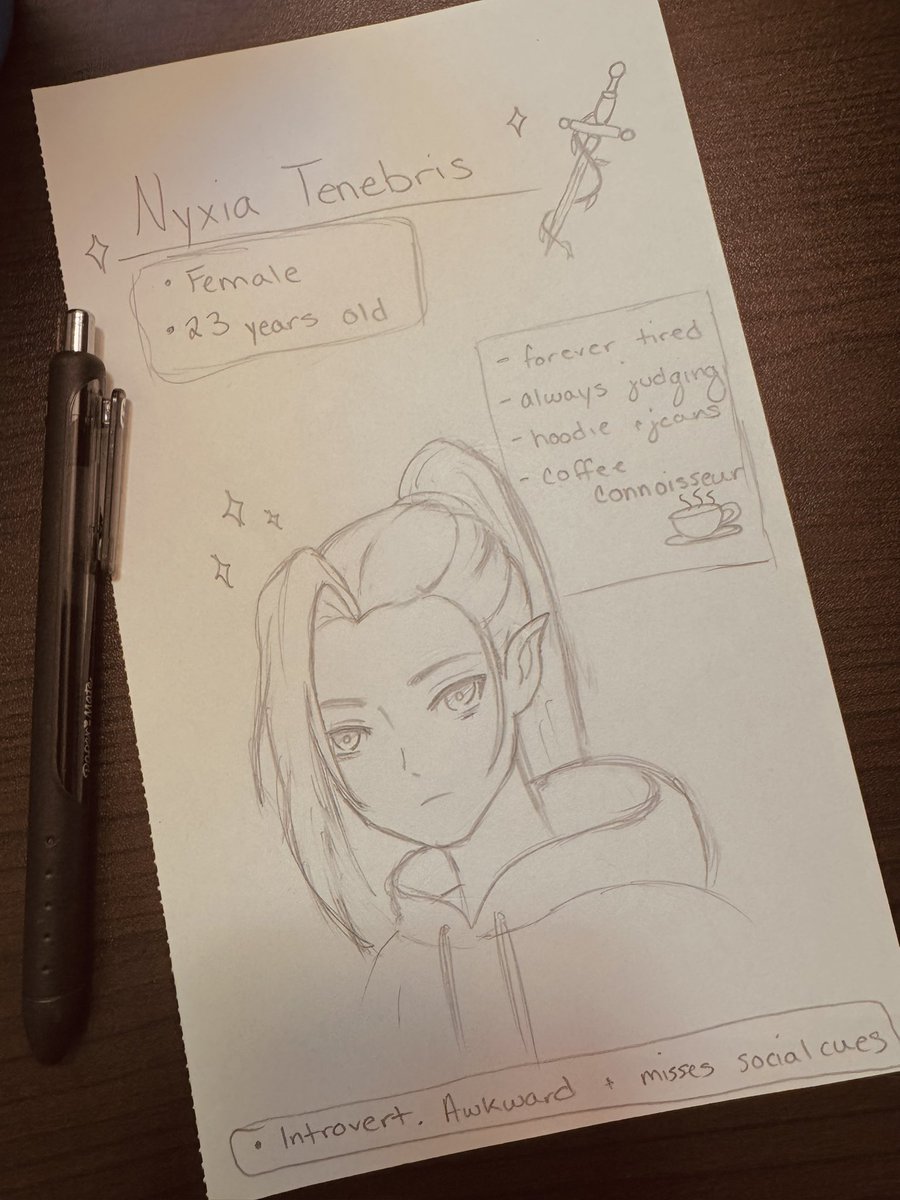 Bailey_Rule_'s tweet image. Rough sketch… more coming soon

✨ Nyxia on her way ✨

“Huh I’m supposed to have an introduction interview with Professor Kō ? No thanks, I think I’ll pass.”

- From Nyxia 🗡️🩸

@CM320Class 

#CampusQuest #incharacter #DungeonsandDragons #NyxiaDnD