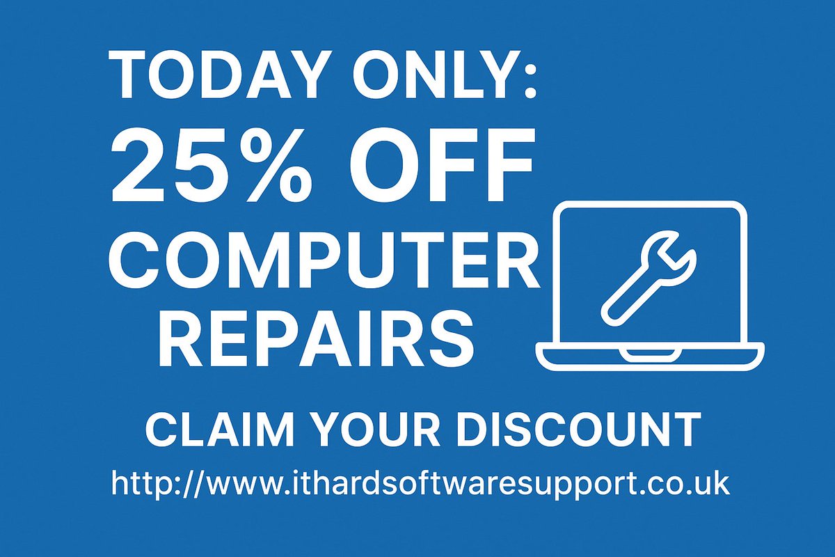 NorthLondonIT's tweet image. Is your PC acting up? 🖥️
Take advantage of our 25% OFF ALL computer repairs today!
➡️ ithardsoftwaresupport.co.uk
#ComputerRepairs #TechHelp