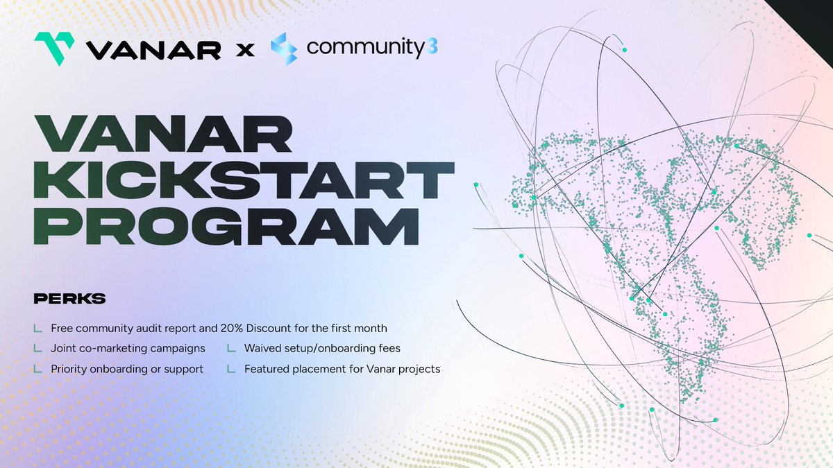 Vanarchain's tweet image. New Kickstart partner: @community3_

A leading Web3 community growth and retention platform, trusted by 100+ projects including major protocols and brands.