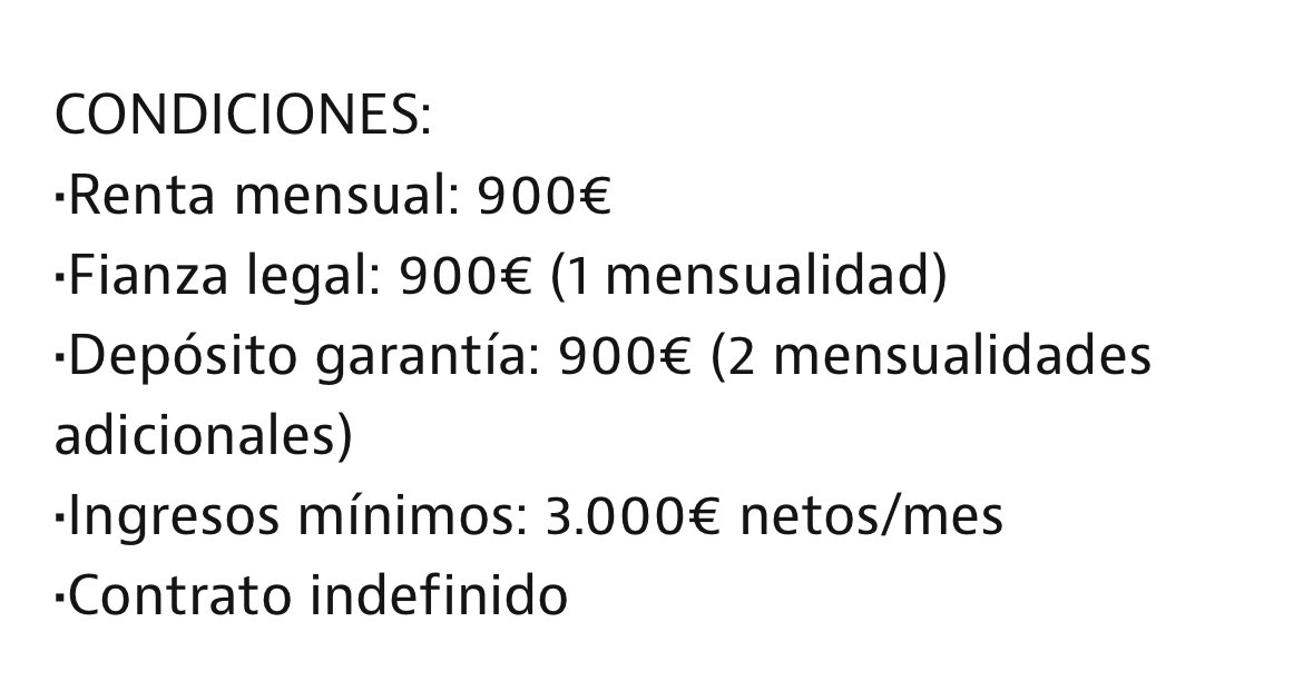 Un piso de 65m2 en SCHAMANN. Ya no solo me tengo que dejar más del 50% de mi sueldo en el alquiler sino que también casi pagar una entrada para poder vivir en un piso de mierda. Esto tiene que estallar por algún lado