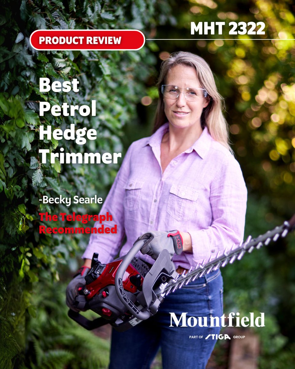 "🏆 The Telegraph names the Mountfield MHT 2322 Best Petrol Hedge Trimmer!
💪 “Powerful and precise… cuts cleanly even on tough hedges.”
👌 “Robust yet comfortable to handle.”

#Mountfield #TheTelegraphRecommended #Gardening"
