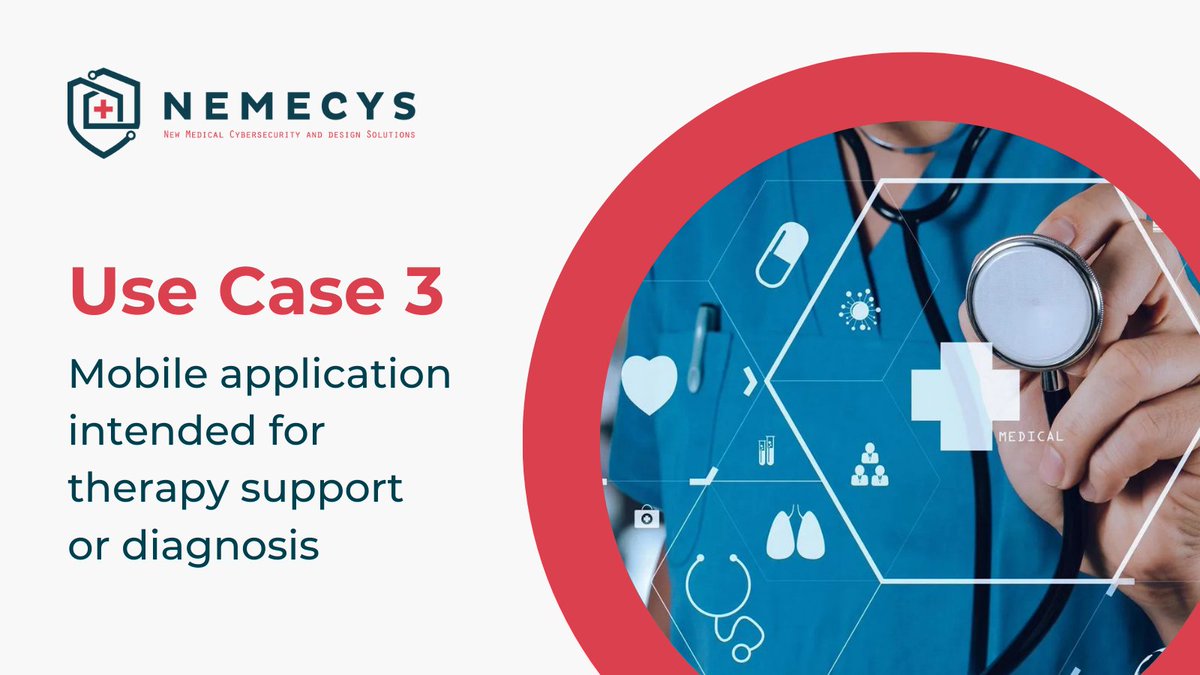 In #NEMECYS_eu Use Case 3, we support Debiotech in securing a Class IIb mobile app for medical use.

Focus:
🔐 Mobile apps in uncontrolled environments
🔐 MDR compliance
🔐 Securing server &amp; organisational infrastructure

See more: nemecys.eu/about-us/use-c…

#Cybersecurity #IoMT