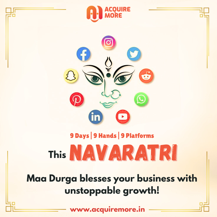AcquireMore's tweet photo. ✨ This Navratri, let the blessings of Maa Durga’s 9 hands empower your brand across 9 powerful social media platforms. With AcquireMore, your business growth becomes divine! 🚀🌸

#Navratri2025 #AcquireMore #SocialMediaGrowth #BusinessGrowth https://t.co/qVyKGpiVMc