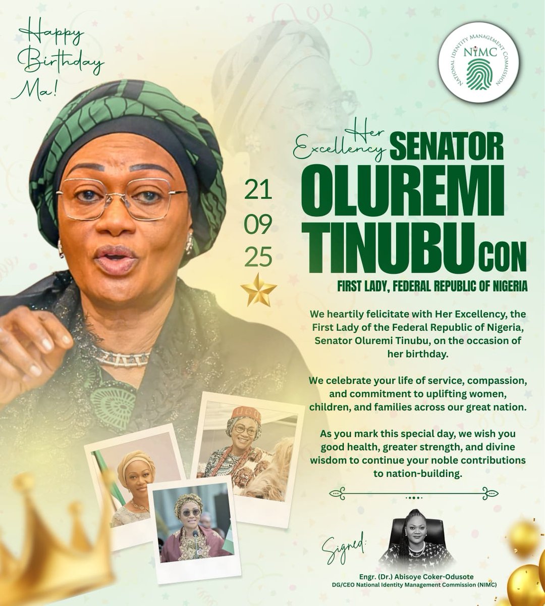 Happy 65th birthday to the first lady, Federal Republic of Nigeria.