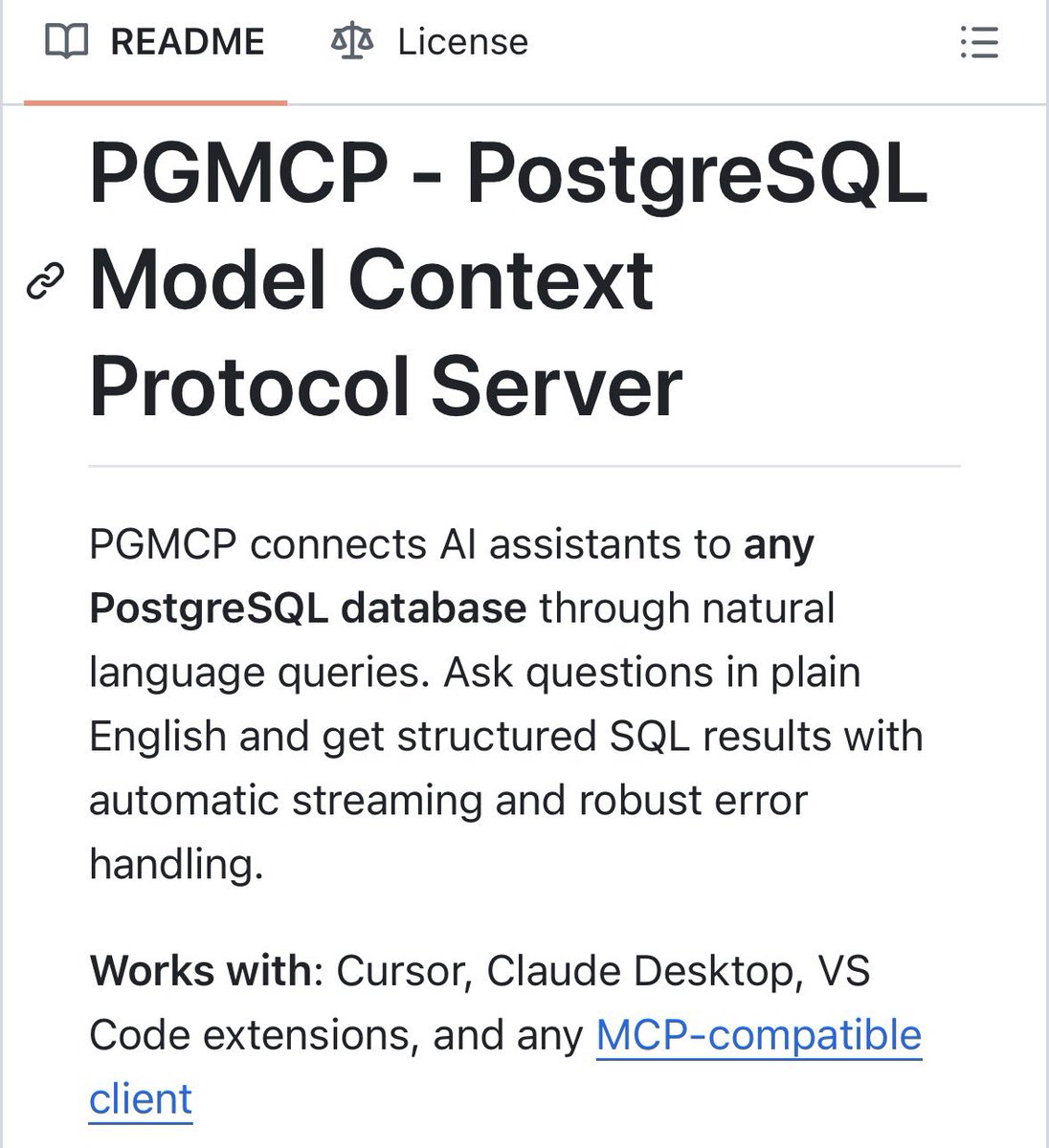 GithubProjects's tweet image. Query any Postgres database in natural language.