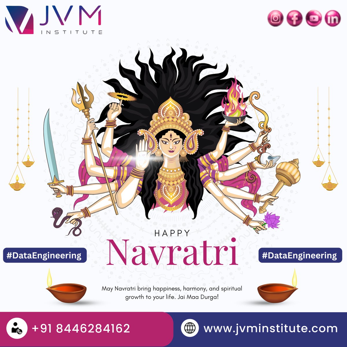 JvmInstitute's tweet photo. May the divine blessings of Maa Durga bring peace, joy, and prosperity into your life. 🌺🙏 Happy Navratri!"

#happynavratri #navratri2025 #festivalvibes #dataengineering #bestdataengineeringcourseinpune #bestdataengineeringinstitute #dataengineeringcourse #jvminstitute https://t.co/IjbbZYV3oq