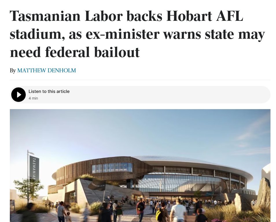 Tas Labor backs Hobart AFL stadium, as Julian Amos warns state may need federal bailout theaustralian.com.au/nation/tasmani… via <a href="/australian/">The Australian</a> #AFL #HobartStadium #auspol #politas #Labor