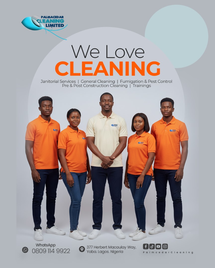 Palmacedarclean's tweet photo. We don’t just clean, we love cleaning!

From janitorial services to pest control, Palmacedar Cleaning keeps your space spotless.

📞 0809 114 9922

#PalmacedarCleaning #CleaningExperts #HealthySpaces #WeLoveCleaning We Are Finished Sabinus Ibas Funke Akindele #KENEDEYFORYOU GM CT https://t.co/Kg4v8lyT0H