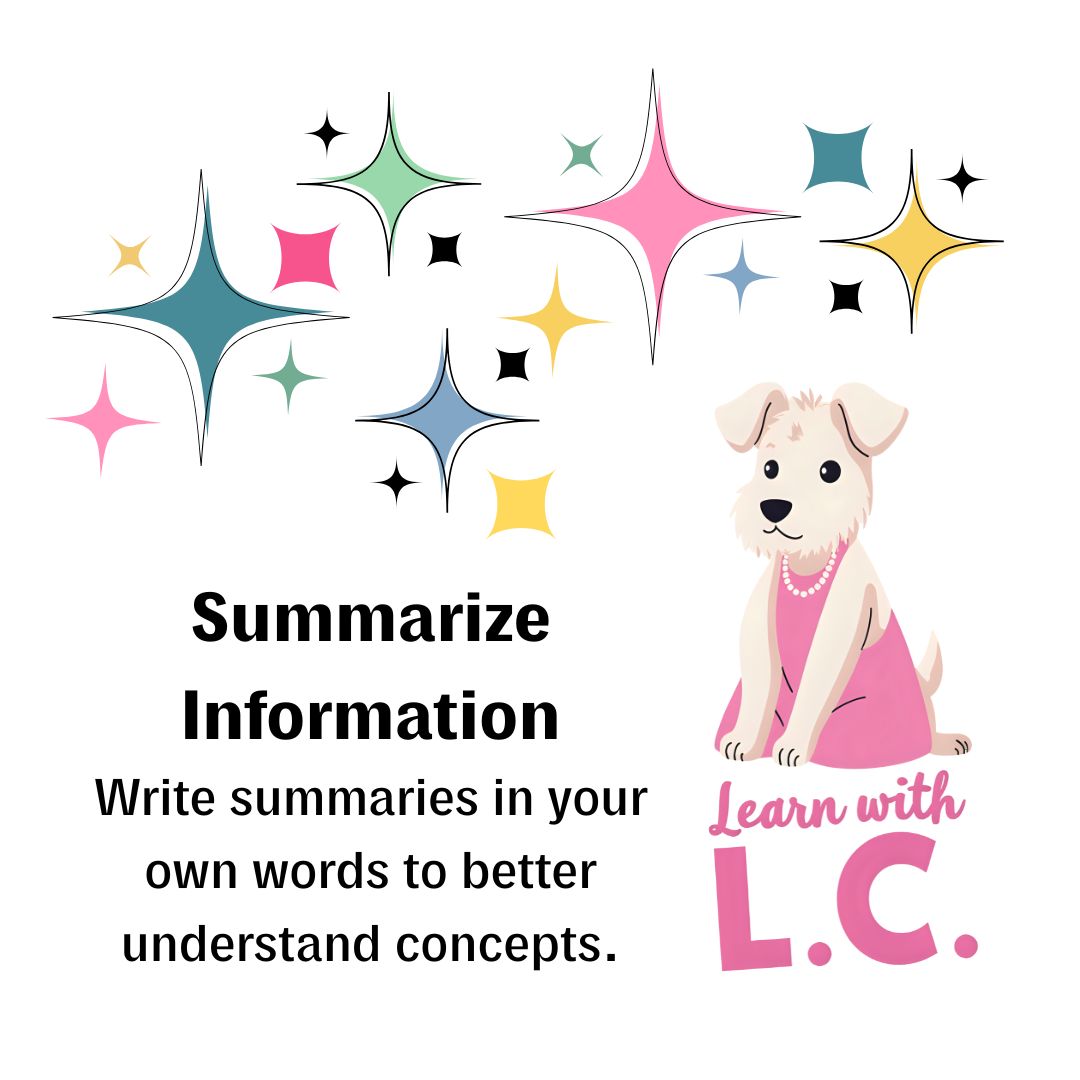 HCCLibraries's tweet image. Being able to concisely summarize information shows that you understand the content.  When you revise your notes, it&apos;s helpful to put a short summary at the end of every page or couple of pages. #StudyTips