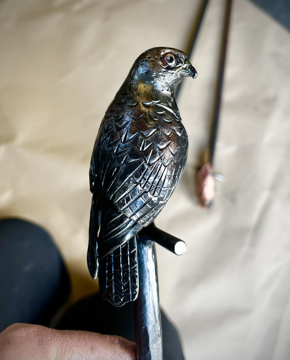 Tiny Birds of Prey! 🦅

These little critters will be part of a Companion Set (Fireside Tool Set).

Flashes of real Brass &amp; wings of real Copper, &amp; one with subtle heated blueish colouring.

Goshawk, Peregrine Falcon &amp; Barn Owl…

Keep your peepers peeled for the final piece!