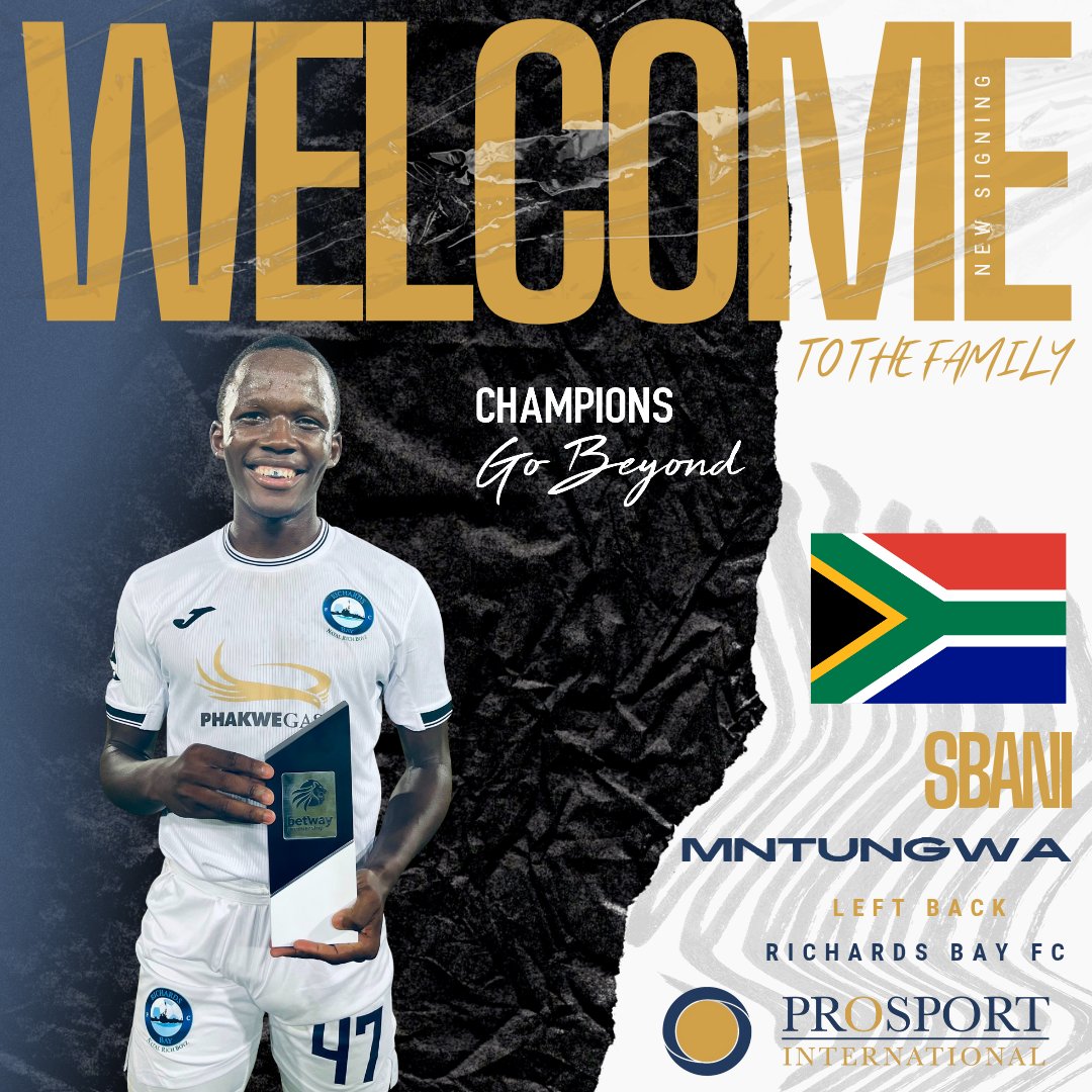 We are delighted to welcome Sbani Mntungwa, talented left back for Richards Bay FC, to the family 👏⚽️

Congrats on being named Man of the Match for your outstanding performance in Richards Bay FC’s 1-0 away win vs Stellenbosch FC in the #BetwayPremiership this weekend! 🔥🏆💪