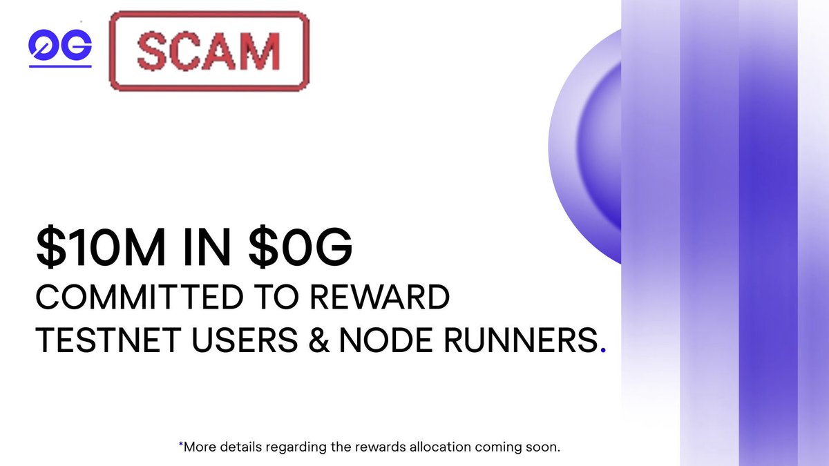 Since_Crypto's tweet photo. First of all shame on all those CT creators who don’t wanna talk about what @0G_labs did to it’s core community.

Firstly project announced rewards for Node Runners + Testnet Participants, these people are core contributors in any project to use it as stress test.

Sidelined core community & told everyone phase 1 reward believers & phase 2 for node+testnet with $10 in 0G Rewards when they announce in coming weeks.

Now true believers who did fall in phase 1 drop got ~ 2.8 $0G 😅😅

No info when Testnet & Node Runners gonna their reward.

FYI: Node Running cost $~35-$100 to run.

Team has totally lost their senses just wanna fill their pockets l.

That’s it.