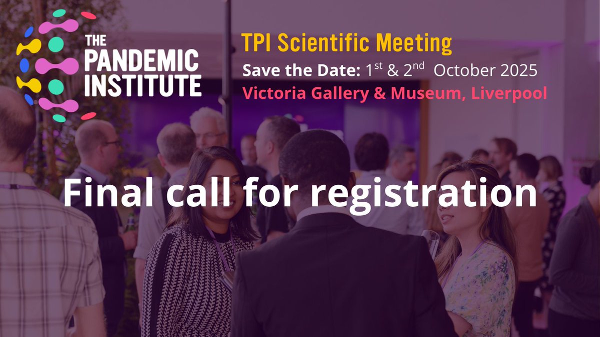 🚨 Only a few spaces left! 🚨

Our upcoming Scientific Meeting is almost at capacity. Don’t miss your chance to connect with leading experts, share research, and shape the future of pandemic preparedness.

👉 Register here thepandemicinstitute.org/collaborate/sc… 

 #PandemicPreparedness #TPI2025