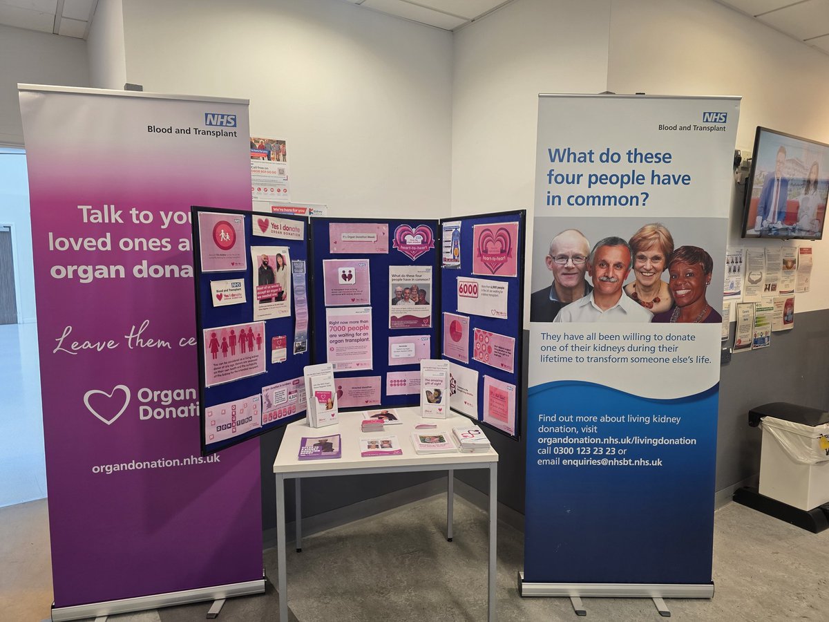 Come and see our Organ Donation Week stand in Renal out-patients and get further information about registering your decision on the Organ Donor Register and living kidney donation. <a href="/SalfordRenal/">Salford Care Organisation Renal Department</a> <a href="/NCAlliance_NHS/">Northern Care Alliance NHS Foundation Trust (NCA)</a> 
#organdonationweek  #Shareyourwishes