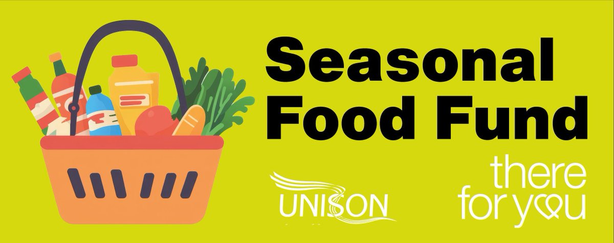💜 There for You – UNISON’s charity – is here to help.
The Seasonal Food Fund opens soon! 🧺

If you’re on a low income, apply for a £30 voucher per qualifying person in your household.
🗓 12 noon, 30 Sept – 24 hours only.
✅ Make a note and share.
🔗 unsn.uk/TFYFoodFund