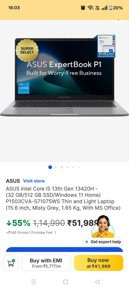 dip_78's tweet photo. Hi @ASUSIndia 

I found this interesting product on @flipkartsupport.

As per description model number is P1503CVA-S71075WS and Intel Core i5.

Could you please confirm if this model has indeed Intel Core i5 or i3?
https://t.co/XQoHz06bXt https://t.co/CBmkx8mUem