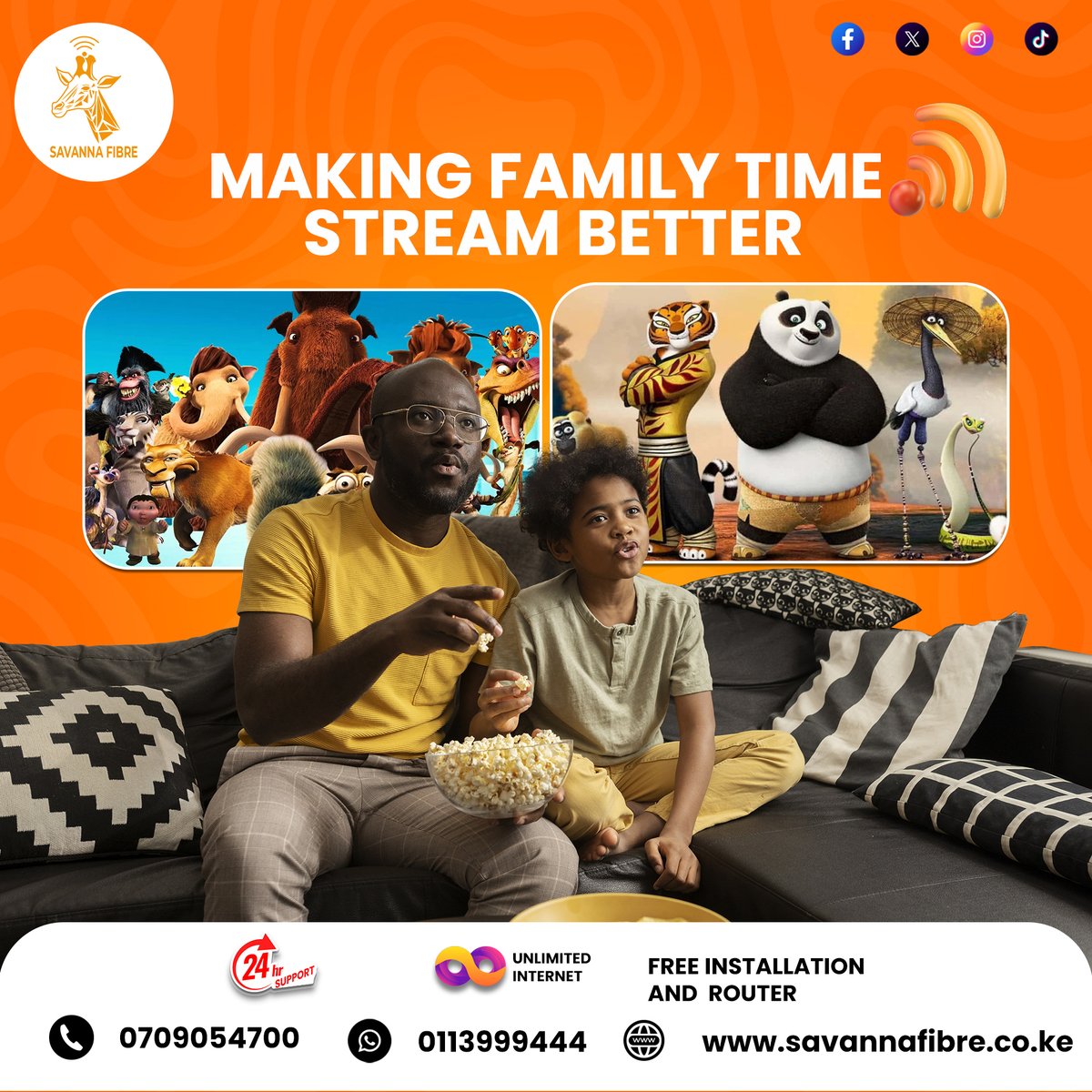 savannafibreke's tweet photo. Making family time stream better with Savanna Fibre 🚀
Fast, reliable, and buffer-free internet for movies, gaming &amp; more. ❤️🎬🎮
#SavannaFibre #FastInternetKenya #StayConnected #BufferFree #FamilyTimeOnline https://t.co/GmizMv5fjA