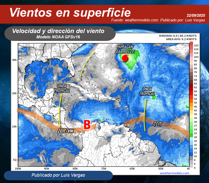 Meteovargas's tweet image. #22Sep Se mantiene el aire seco y estable sobre buena parte del país, lo cual limita la formación generalizada de nubes de evolución. Sin embargo, una onda tropical que se aproxima al este de las Antillas Menores, modula la Zona de Convergencia Intertropical, lo que pudiera…