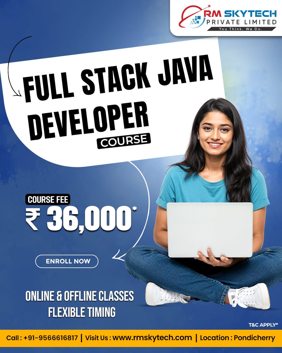 RMSkyTech1's tweet image. Looking to master the language of enterprise applications? 🤔 Our Full Stack Java Developer Course is designed to take you from a beginner to an expert.
#JavaCourse #LearnToCode #WebDevelopment #ProgrammingLife #FutureSkills #TechEducation #PuducherryBusiness