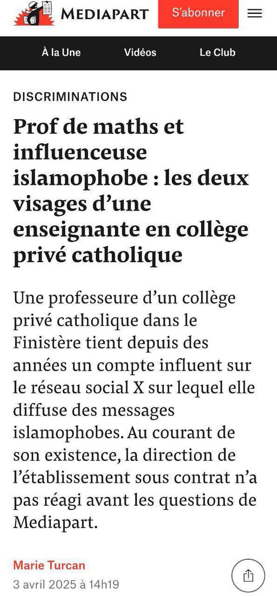 🟡 EXCLU Parents Vigilants !

Après le doxing de Médiapart, une enseignante est désormais harcelée par des professeurs syndiqués

En avril dernier, une professeur qui en 26 ans d'enseignement n'a jamais fait l'objet d'aucune plainte de parents ou d'élèves, et qui publiait des