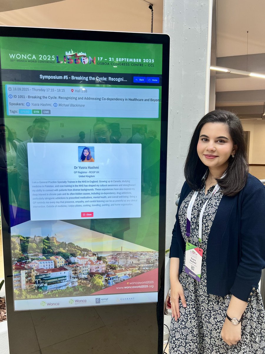 yusrashmi's tweet photo. Presented our talk on Co-dependency in General Practice at @woncaworld2025 in Lisbon last week. 

Explored hidden costs in care. Overwhelmed by the audience response, global interest and honest reflections during Q&amp;As. Inspired by GPs worldwide who want to take this talk home 🌎 https://t.co/WQhxvzj0Hx