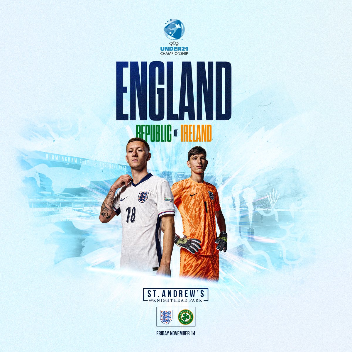 BCFC's tweet photo. We are delighted to announce that St. Andrew’s @ Knighthead Park will play host to England Men’s Under-21s in November. 📆

The Young Lions, managed by our former midfielder Lee Carsley, will take on Republic of Ireland in a European Championship qualifier on Friday 14 November.
