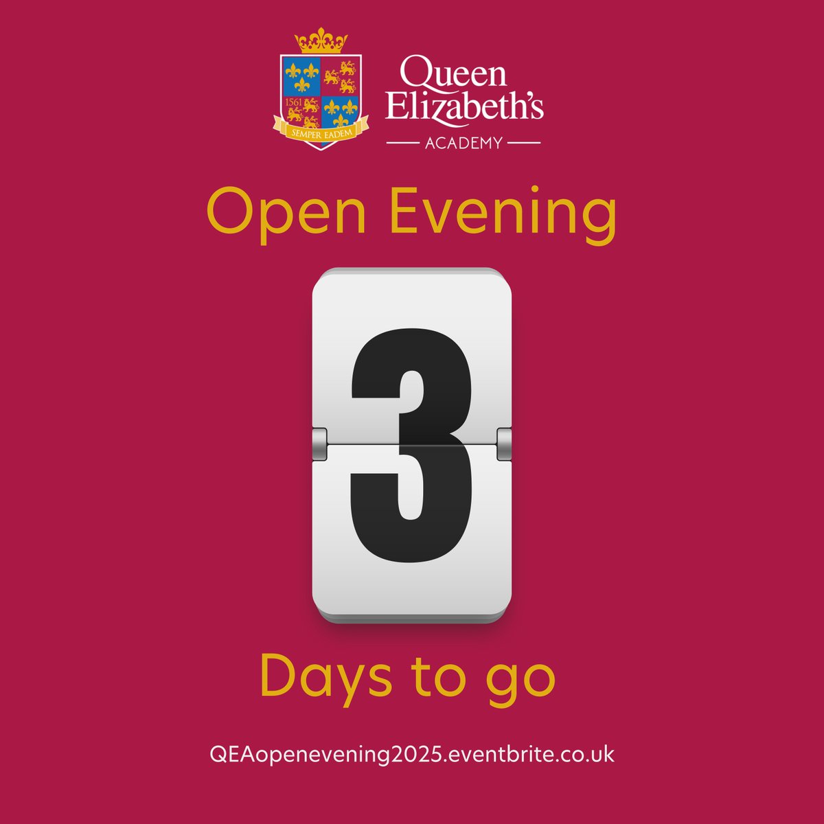 🎓 3 days to go!

Don’t miss your chance to tour our historic campus and meet our team.

We can't wait to share what makes our school the right choice for your child.

👉 Reserve your spot: QEAopenevening2025.eventbrite.co.uk