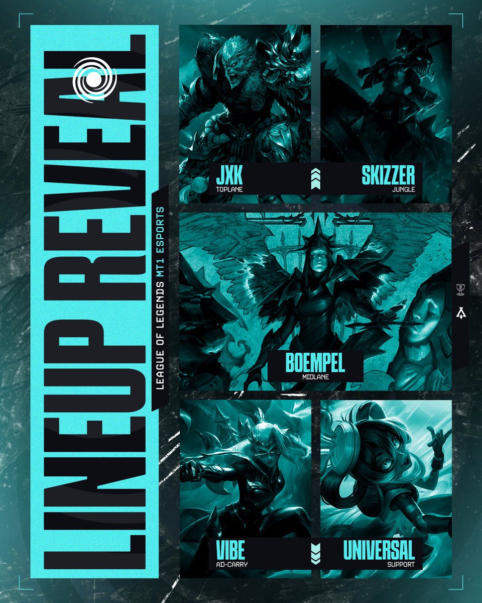 Wir haben spannende Neuigkeiten!

Ab sofort wird MT1 INSTINCT unser neues Main Team und trägt somit den Namen: MT1 ESPORTS!

Mit diesem Schritt gehen wir mit großen Erwartungen und voller Motivation in den kommenden Split in der 2. Liga!

Heißt mit uns, unsere Rohdiamanten