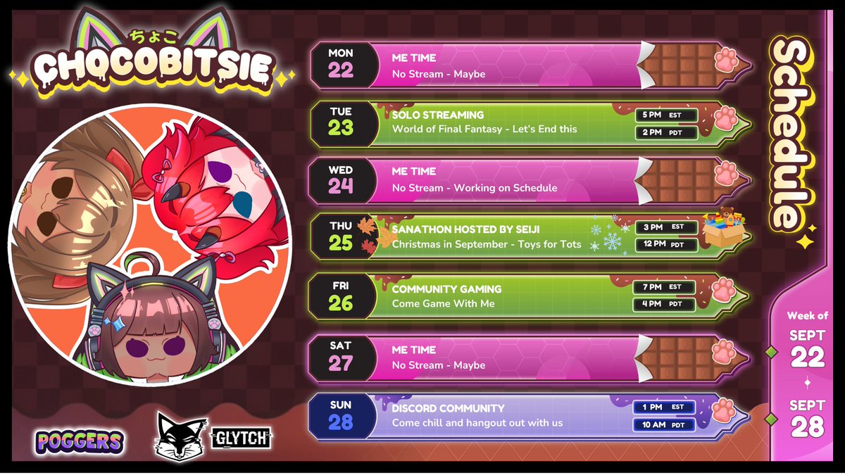 Schedule for the Week