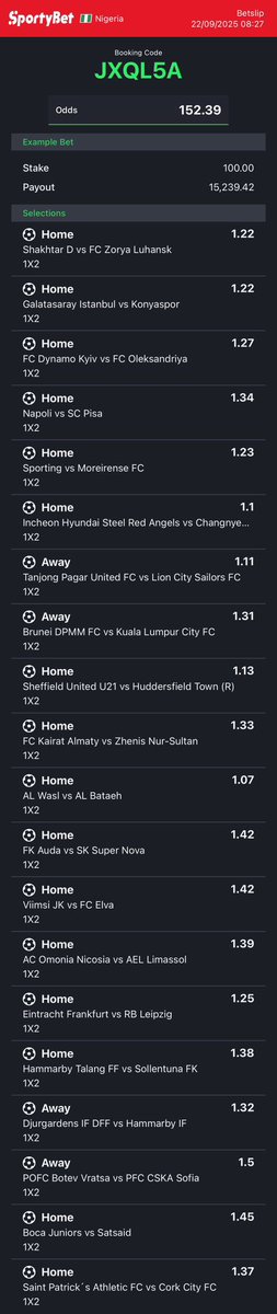 bruce_tips's tweet image. JXQL5A 150 odds
T77WGS 20 odds
N7Q9WM 200 odds
Stake responsibly ✌️