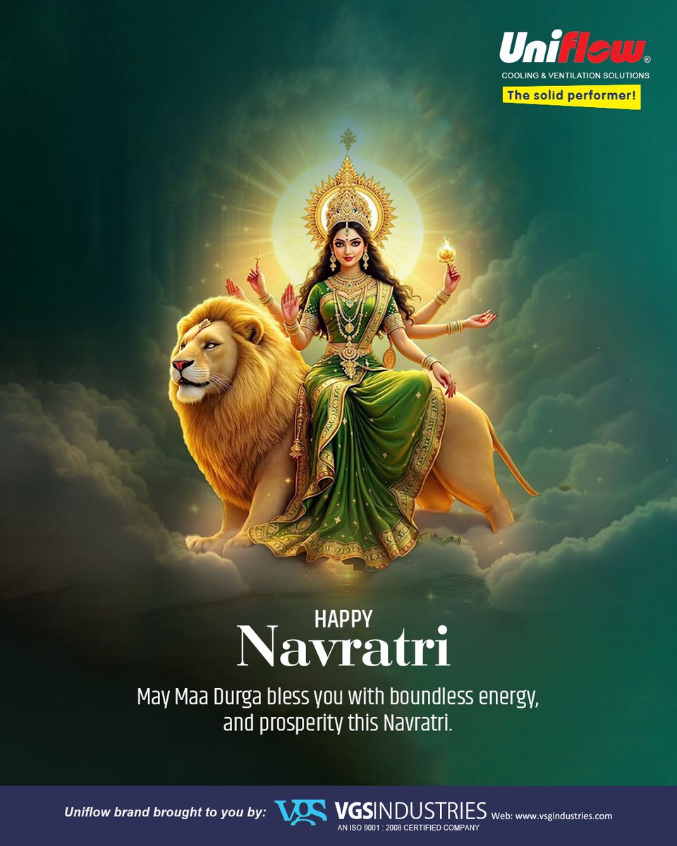 vgsindustries's tweet photo. This Navratri, let’s celebrate the triumph of good over evil and welcome positivity, strength, and prosperity into our lives. May Maa Durga bless everyone with boundless energy and success.

#HappyNavratri #Navratri2025 #DurgaMaa #FestivalOfStrength #PowerOfShakti #Uniflow https://t.co/Pktk2j86zS