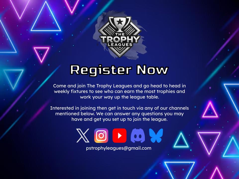 Playstation Trophy Hunter? 
Would you like the chance to win an actual Platinum Trophy along with other prizes? Join like minded players in a bit of friendly competition, in the Trophy Leagues! and its completely FREE to join! 

Register for Season 3 here: pstrophyleagues.wixsite.com/register