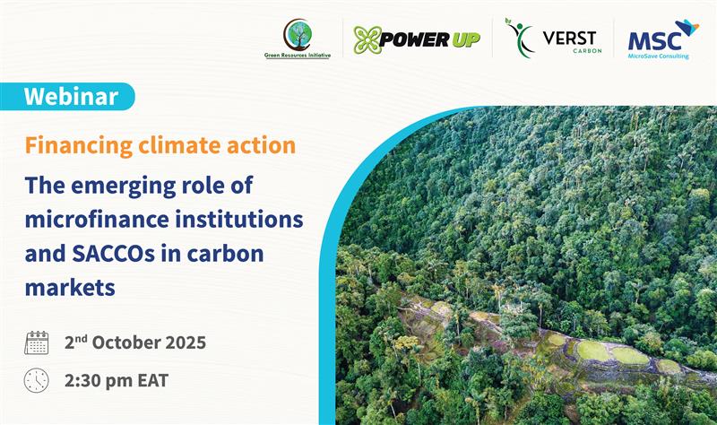On 2nd October 2025, MSC will host a webinar on “#Financingclimateaction: the emerging role of microfinance institutions and SACCOs in carbon markets”. Register tinyurl.com/avr2952v to learn how #inclusivefinance can unlock carbon markets &amp; build resilience. Don’t miss it!
