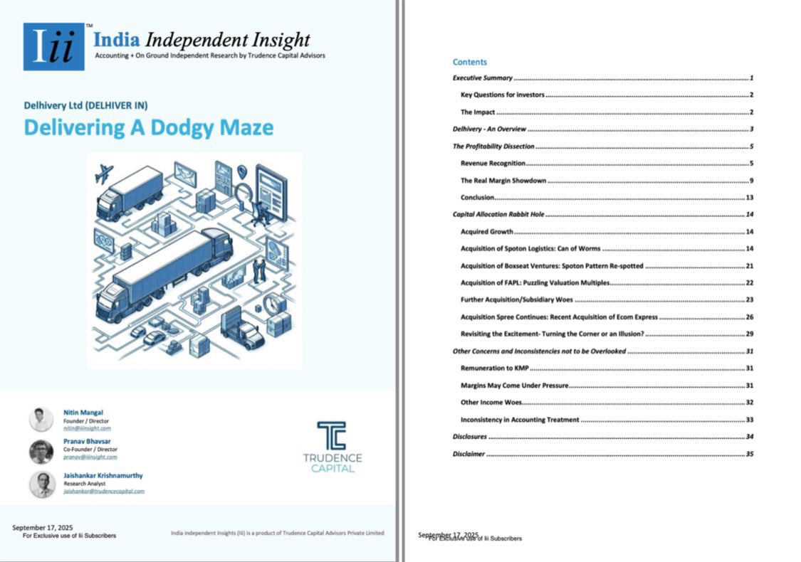nrmangal's tweet image. Our latest Iii report :

Delhivery Ltd: Delivering A Dodgy Maze