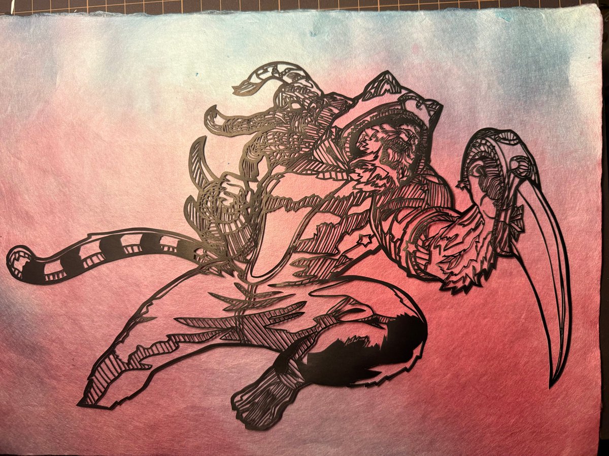 karakuri_jin's tweet photo. ろこぱにてお渡しするレンニャー切り絵にしました!
少し期間が空きましたがなんとか切り絵できるようになったのでもし興味のある方は固定ツイートから応募してください!
もしよければ拡散していただけると嬉しいです #ArtofLegends #LeagueOfLegends #切り絵 #renger https://t.co/CEG28jTdNK
