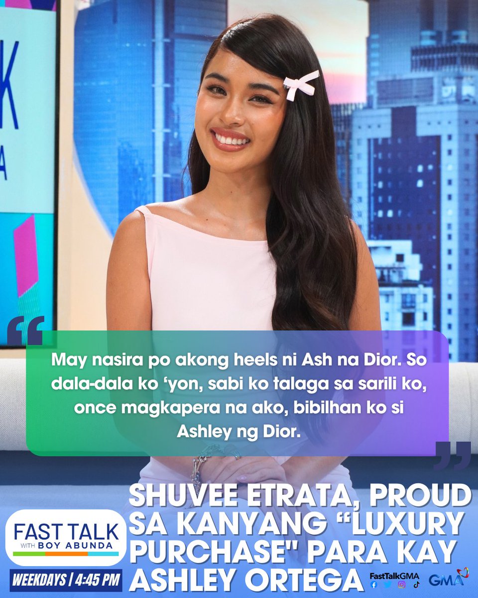 Sa panayam niya sa #FastTalkWithBoyAbunda, ikinuwento ng aktres na matagal na niyang pangarap bilhan ng Dior si Ashley matapos masira ang isang pares ng heels nito noon.

Read full story: bit.ly/4mt2x2X
#FTBAShuveeEtrata #ShuveeEtrata