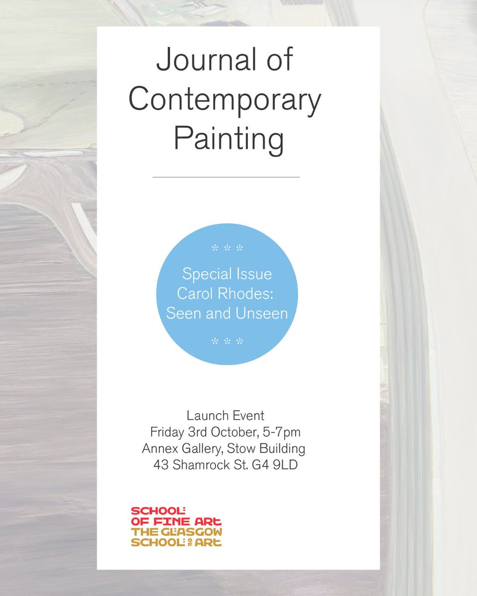Please join us on Friday 3rd October to celebrate the launch of issue 11.1 of the Journal of Contemporary Painting: Carol Rhodes: Seen and Unseen.

Register on Eventbrite 👉ow.ly/mfx450WZk78