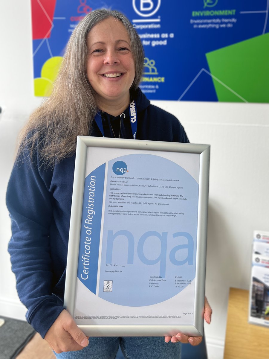 We’re proud to share that Cleenol are now officially ISO 45001:2018 accredited. ISO 45001:2018 is the world’s international standard for occupational health &amp; safety, helping organisations create safer, healthier workplaces by preventing work-related injuries or illnesses.