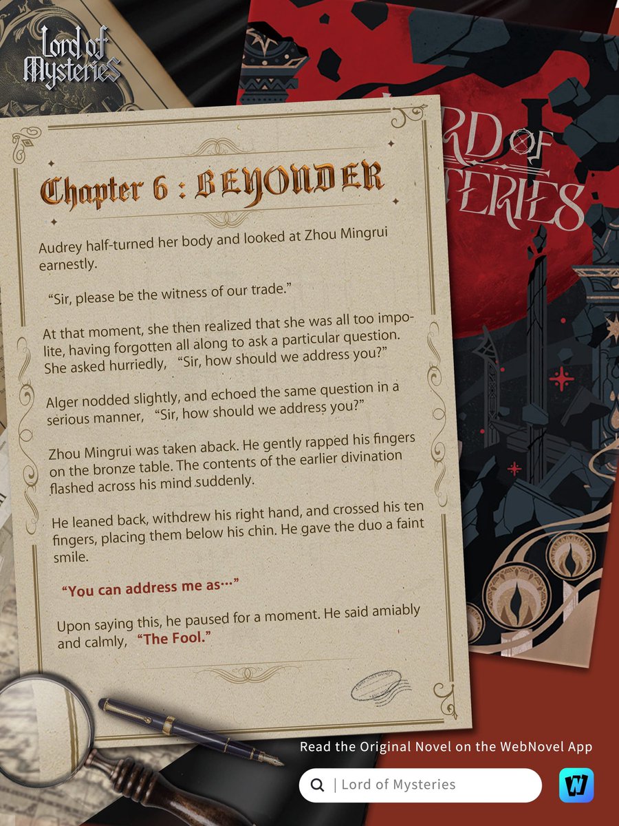 📕#LoMExcerpt
“You can address me as…The Fool.”

#LordOfMysteries #诡秘之主 #KleinMoretti